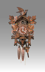 Traditional Cuckoo clock, Art.115_V Walnut hand-paint mooving's bird- Cuckoo melody with gong hour on coil gong